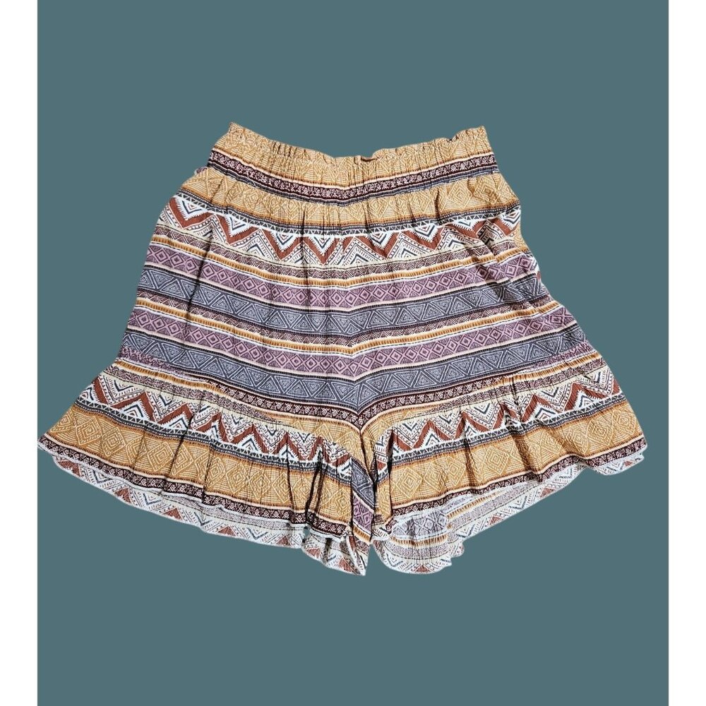 POL Boho-Style Elastic Waist Hi Rise Ruffle Hem Shorts Womens Small